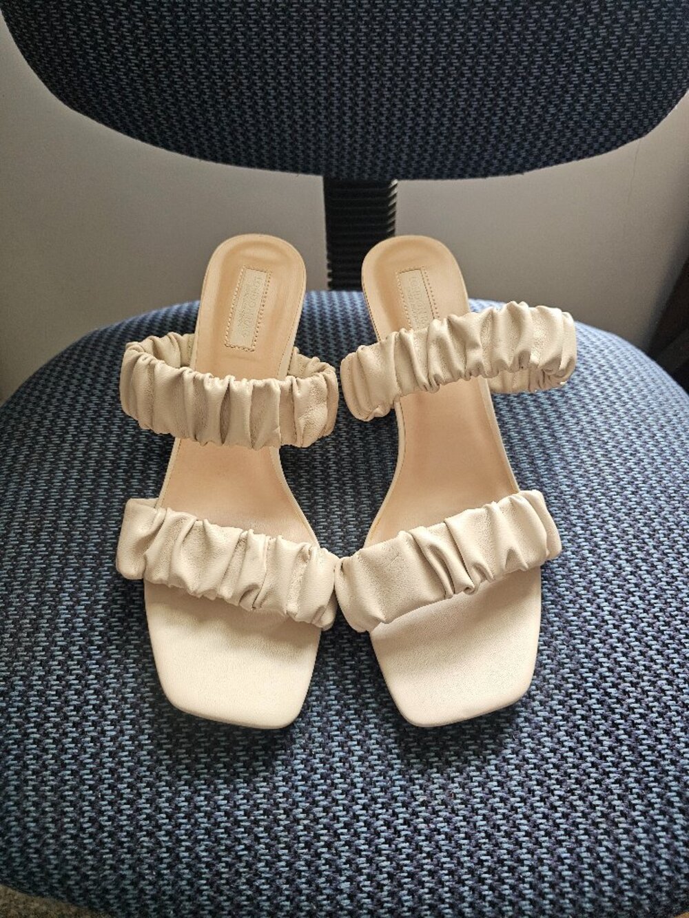 London Rag cream rouched mules (size 9)